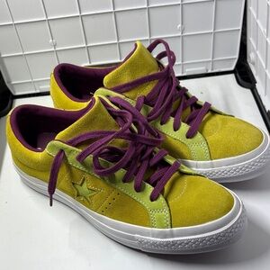 Converse One Star Ox, Bright Yellow with Deep Purple Accents